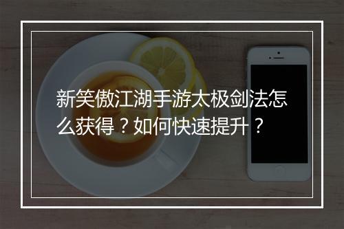 新笑傲江湖手游太极剑法怎么获得?如何快速提升?