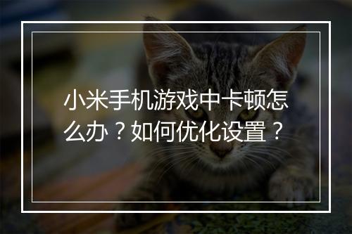 小米手机游戏中卡顿怎么办?如何优化设置?