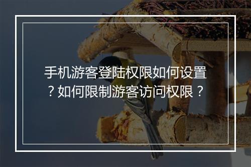 手机游客登陆权限如何设置?如何限制游客访问权限?