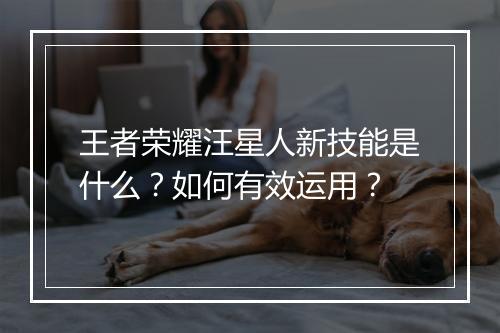 王者荣耀汪星人新技能是什么?如何有效运用?