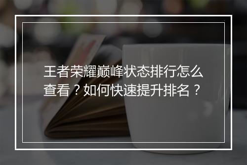 王者荣耀巅峰状态排行怎么查看?如何快速提升排名?