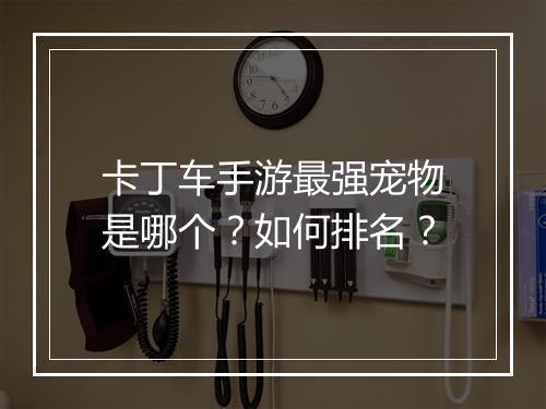 卡丁车手游最强宠物是哪个?如何排名?