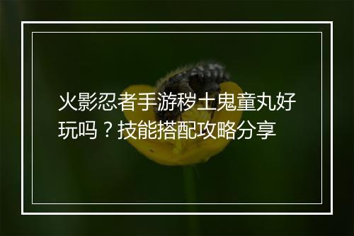 火影忍者手游秽土鬼童丸好玩吗?技能搭配攻略分享