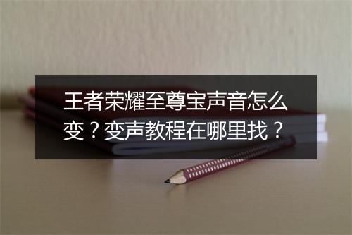 王者荣耀至尊宝声音怎么变？变声教程在哪里找？
