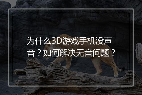 为什么3D游戏手机没声音?如何解决无音问题?