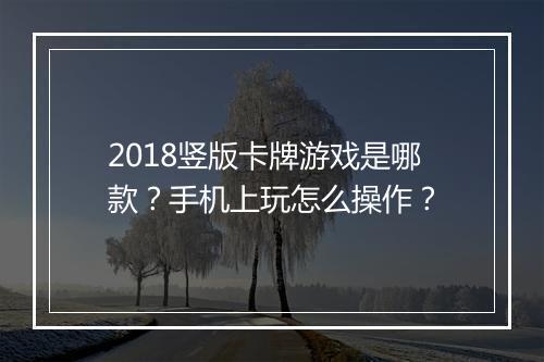 2018竖版卡牌游戏是哪款?手机上玩怎么操作?