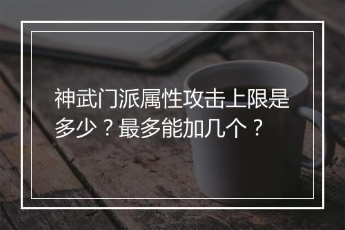 神武门派属性攻击上限是多少？最多能加几个？