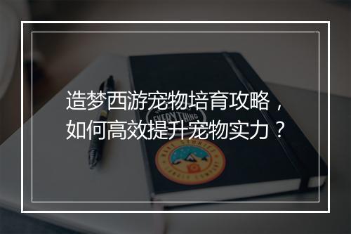 造梦西游宠物培育攻略,如何高效提升宠物实力?