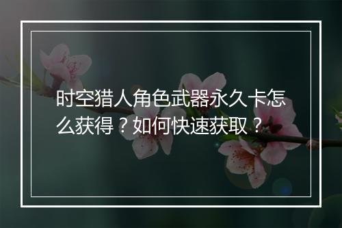 时空猎人角色武器永久卡怎么获得?如何快速获取?