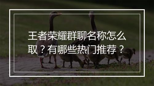 王者荣耀群聊名称怎么取?有哪些热门推荐?