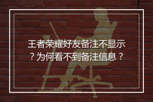 王者荣耀好友备注不显示?为何看不到备注信息?