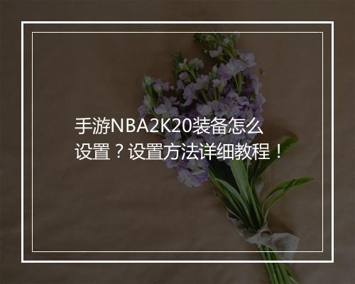 手游NBA2K20装备怎么设置?设置方法详细教程!