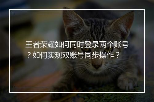 王者荣耀如何同时登录两个账号?如何实现双账号同步操作?
