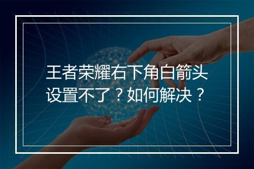 王者荣耀右下角白箭头设置不了?如何解决?