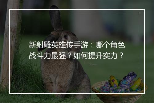 新射雕英雄传手游:哪个角色战斗力最强?如何提升实力?