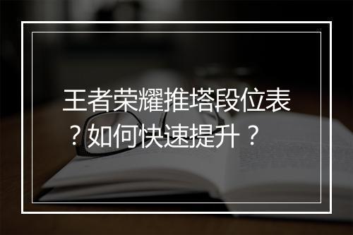 王者荣耀推塔段位表?如何快速提升?