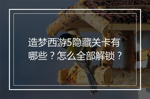 造梦西游5隐藏关卡有哪些?怎么全部解锁?