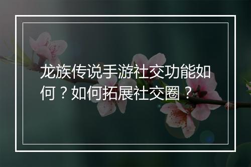 龙族传说手游社交功能如何？如何拓展社交圈？