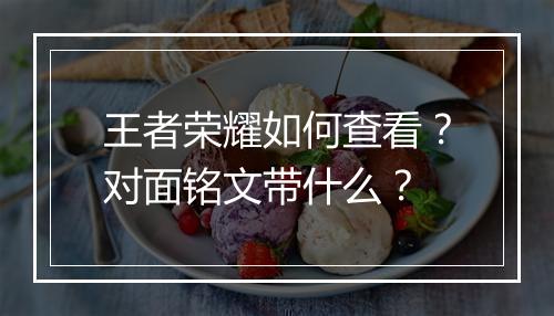王者荣耀如何查看?对面铭文带什么?