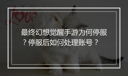 最终幻想觉醒手游为何停服?停服后如何处理账号?