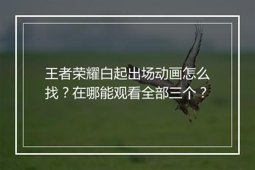 王者荣耀白起出场动画怎么找?在哪能观看全部三个?