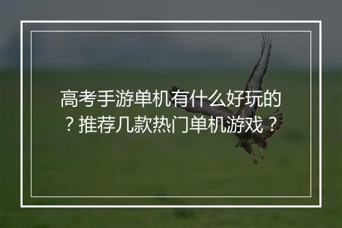 高考手游单机有什么好玩的?推荐几款热门单机游戏?