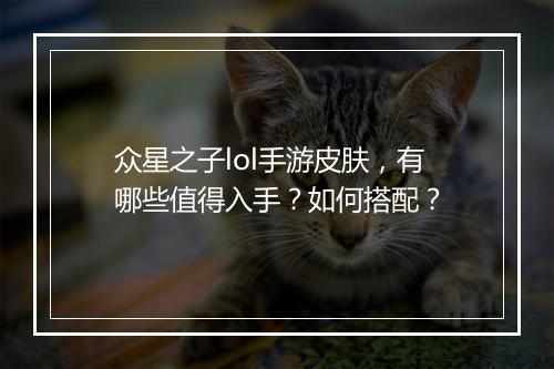 众星之子lol手游皮肤,有哪些值得入手?如何搭配?