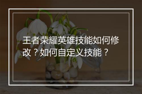 王者荣耀英雄技能如何修改?如何自定义技能?