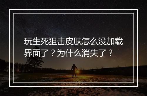 玩生死狙击皮肤怎么没加载界面了？为什么消失了？