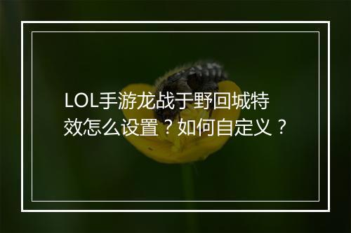 LOL手游龙战于野回城特效怎么设置?如何自定义?