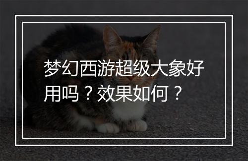 梦幻西游超级大象好用吗?效果如何?