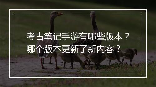 考古笔记手游有哪些版本?哪个版本更新了新内容?
