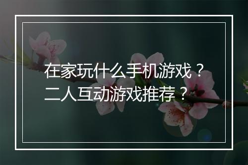 在家玩什么手机游戏?二人互动游戏推荐?