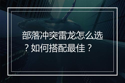 部落冲突雷龙怎么选?如何搭配最佳?
