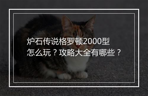 炉石传说格罗顿2000型怎么玩?攻略大全有哪些?