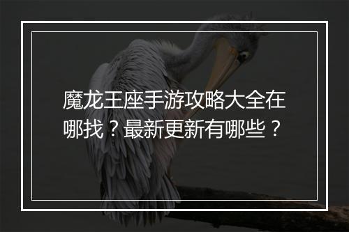 魔龙王座手游攻略大全在哪找?最新更新有哪些?