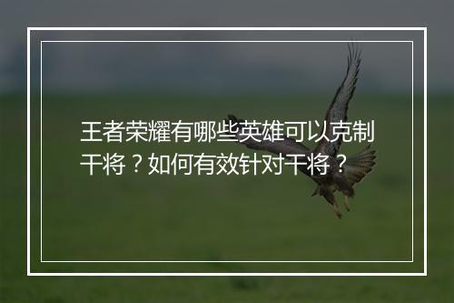 王者荣耀有哪些英雄可以克制干将?如何有效针对干将?