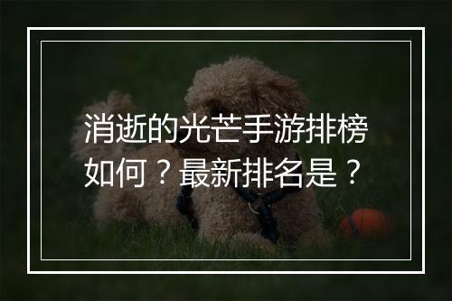 消逝的光芒手游排榜如何?最新排名是?