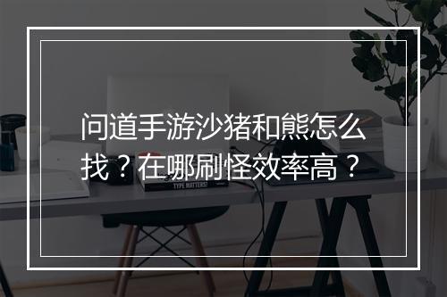 问道手游沙猪和熊怎么找？在哪刷怪效率高？