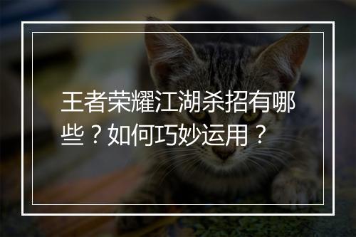 王者荣耀江湖杀招有哪些?如何巧妙运用?