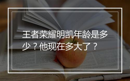 王者荣耀明凯年龄是多少?他现在多大了?
