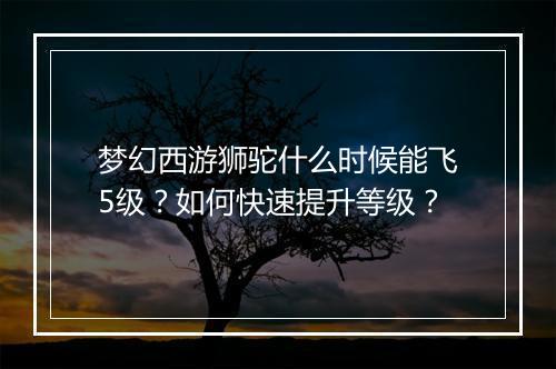 梦幻西游狮驼什么时候能飞5级？如何快速提升等级？