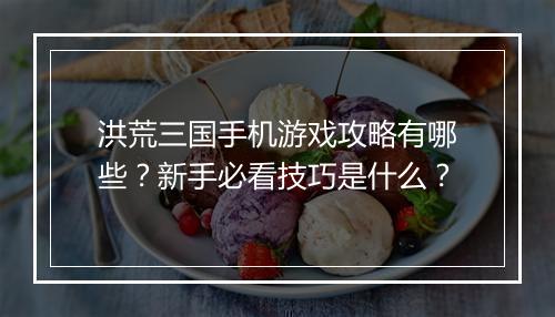 洪荒三国手机游戏攻略有哪些?新手必看技巧是什么?