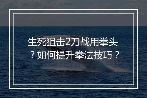 生死狙击2刀战用拳头?如何提升拳法技巧?