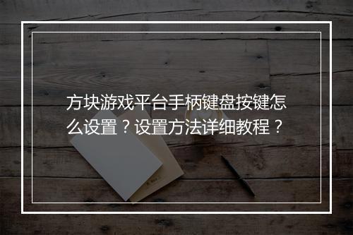 方块游戏平台手柄键盘按键怎么设置?设置方法详细教程?