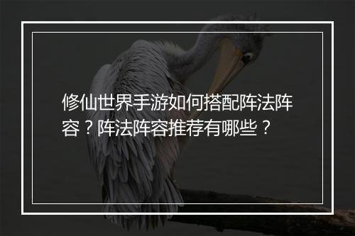 修仙世界手游如何搭配阵法阵容?阵法阵容推荐有哪些?