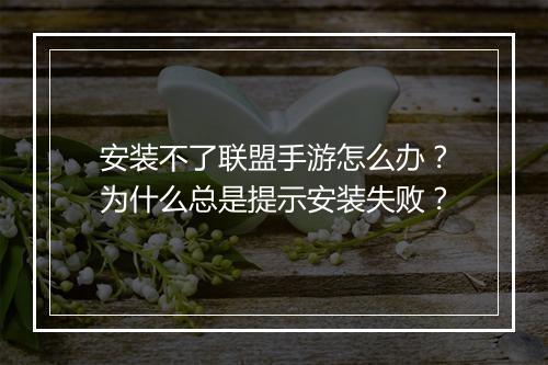 安装不了联盟手游怎么办？为什么总是提示安装失败？