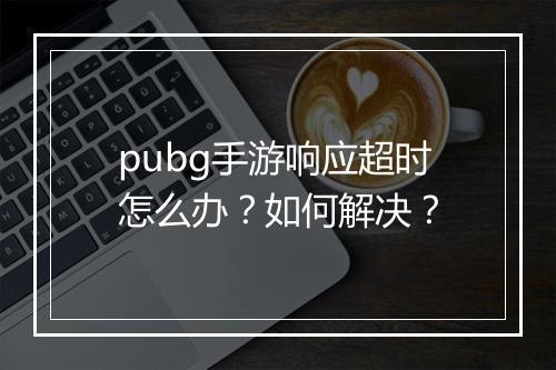 pubg手游响应超时怎么办?如何解决?