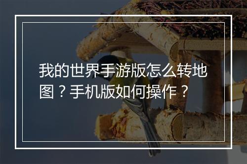 我的世界手游版怎么转地图?手机版如何操作?