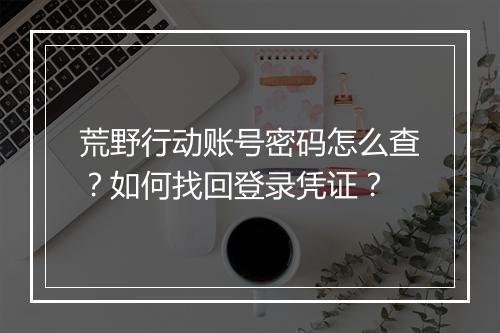 荒野行动账号密码怎么查？如何找回登录凭证？